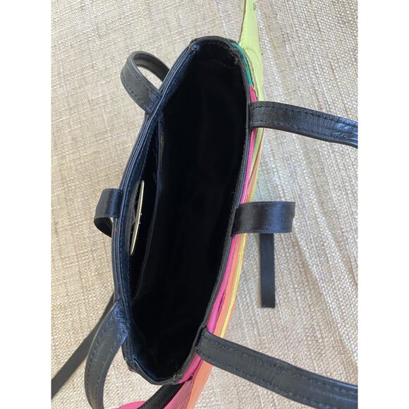 ZALO  vintage 80s women's bag stunning design leather with appliqué  Spain - Picture 9 of 14